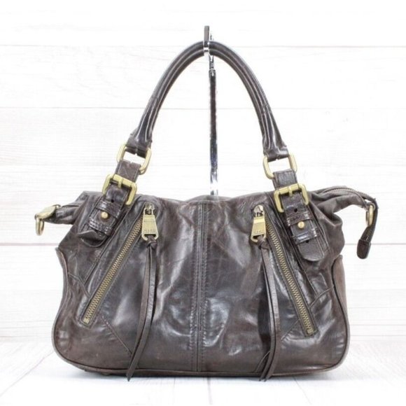 Marc New York Handbags - Marc New York Brown Leather Zip Top Carry All Purse Shoulder Bag